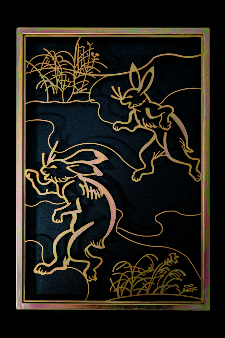鳥獣戯画ウォールアート 二兎」 (A3サイズ レインボーゴールド 鳥獣戯画ウォールアート 二兎」 (A3サイズ レインボーゴールド